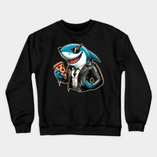 Funny Shark with Pizza, Pizza Lover Crewneck Sweatshirt